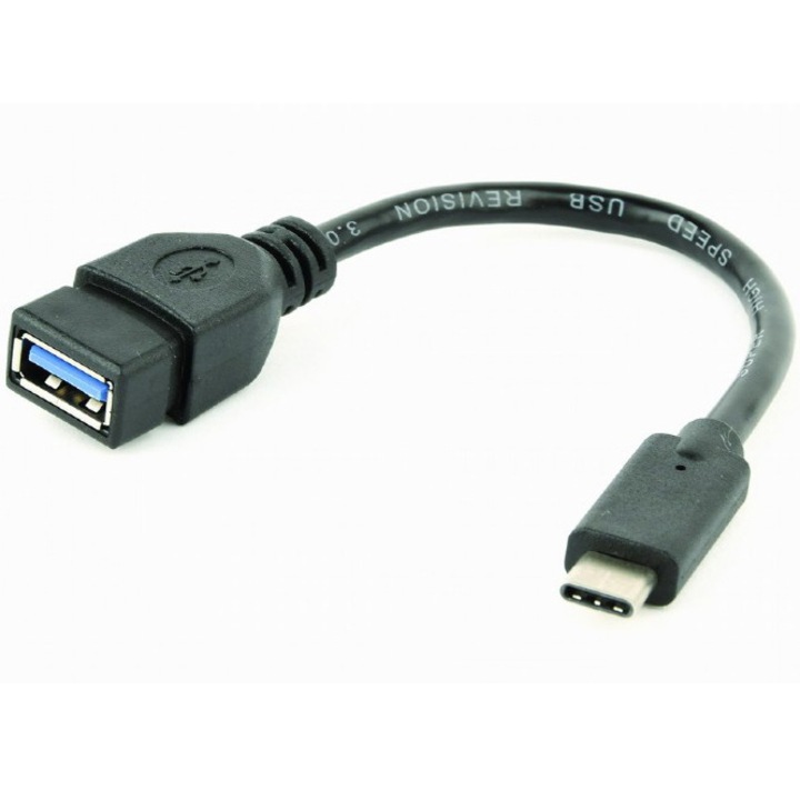 Cablu Adaptor OTG Gembird, USB 3.0 Type-C (T) la USB 3.0 (M), 20cm, Negru, A-OTG-CMAF3-01