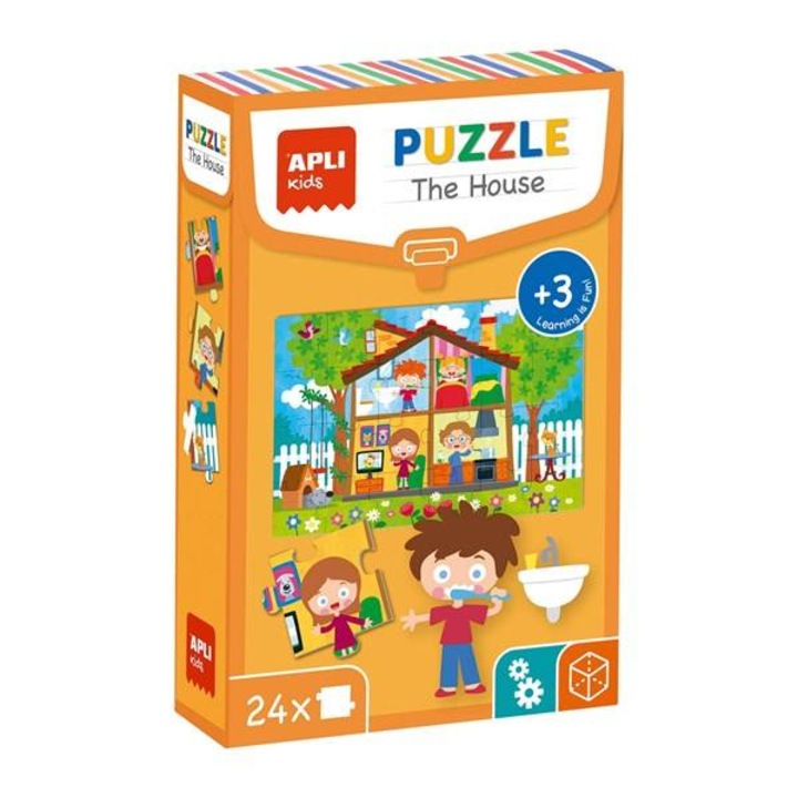 Puzzle educativ Casa, Apli Kids, 42 x 28 cm, 24 piese