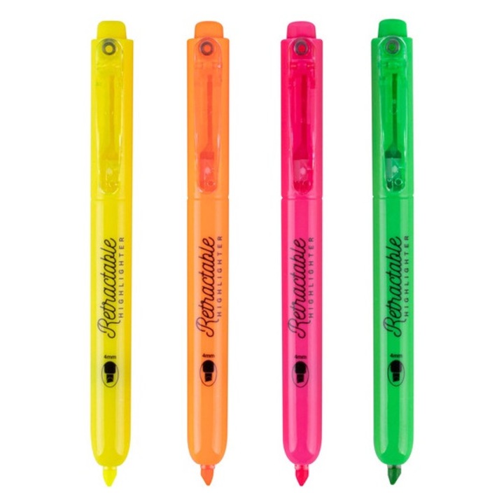 Set 4 markere retractabile, Apli, 14.5 cm, Multicolor