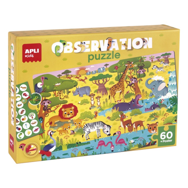 Puzzle observare In jungla, Apli Kids, 52 x 34 cm, 60 piese