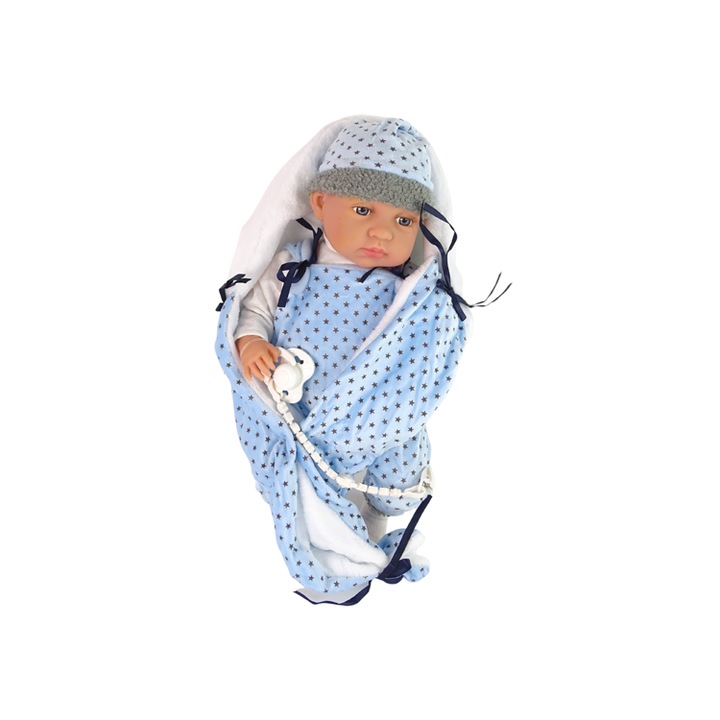 Bebelus de jucarie, Leantoys, Cauciuc, 46 cm, Albastru
