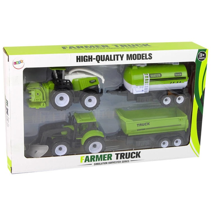 Set vehicule ferma Lean Toys, Plastic, 3 ani+, Verde
