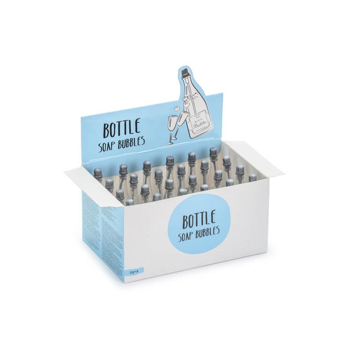 Парти сапунени балони, PartyDeco, 24 броя, бяло/синьо