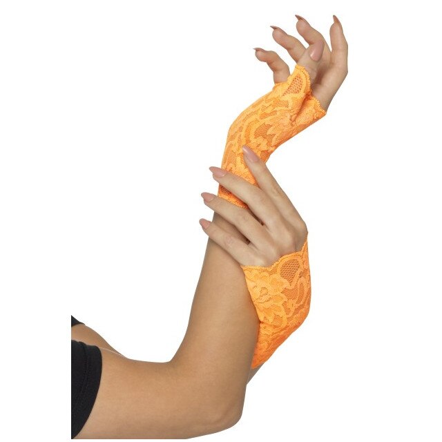 Manusi dantela portocalii neon
