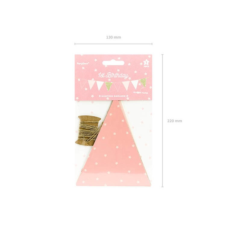 Unique Party Ghirlanda Per Bambina Con Pallini Rosa | 2 Metri Di Lunghezza | Decorazione Per Battesimo E Festa Nascita - 2