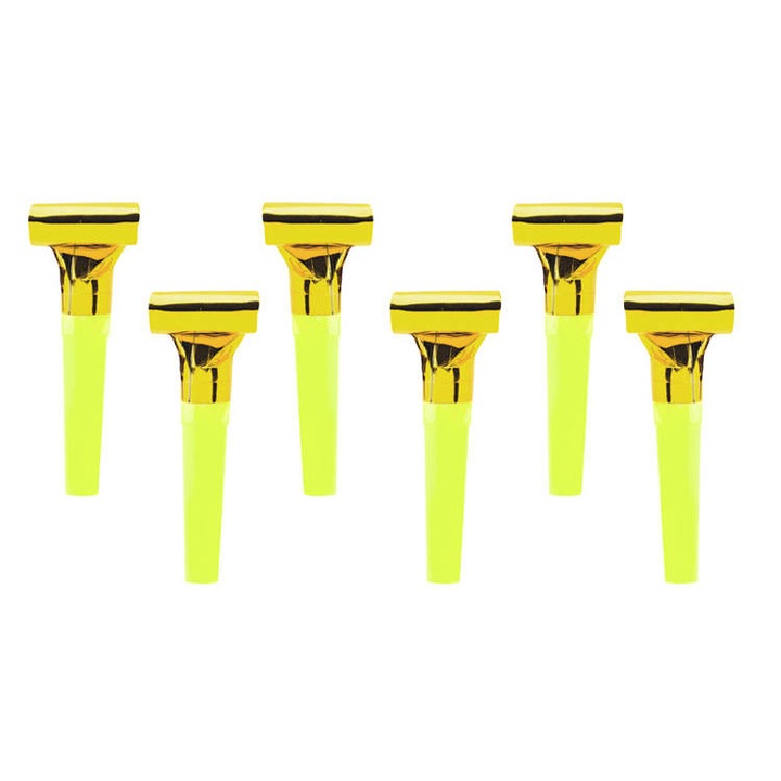 Suflatori pentru petrecere, PartyDeco, Auriu, 6 buc