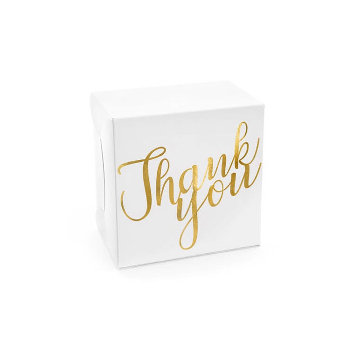 Cutii decorative pentru tort, Party Deco, 14x8.5x14 cm, Auriu/Alb