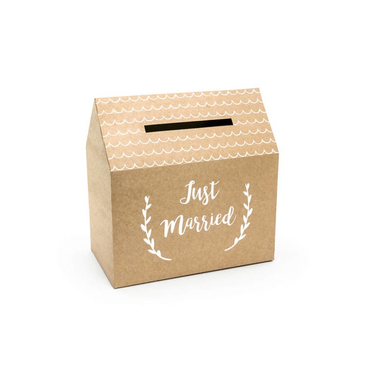 Cutie tip plic, PartuDeco, "Just Married", 30x30,5x16,5cm, Bej
