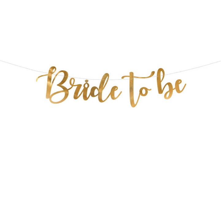 Banner Bride to be, PartyDeco, Auriu, 80x19cm