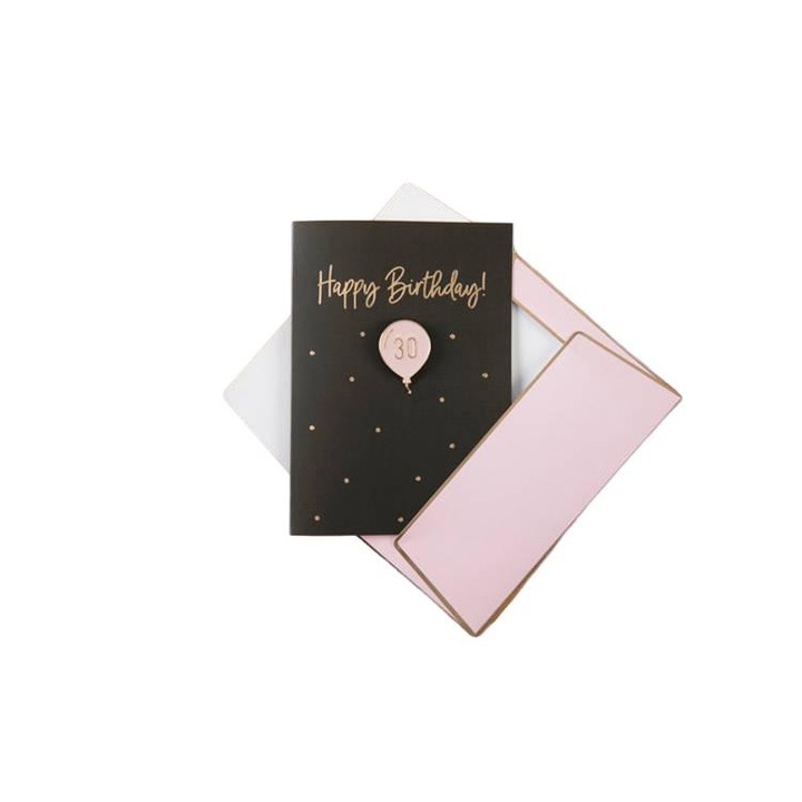 Felicitare cu plic, PartyDeco, 10.5x14.8 cm, Negru/Roz