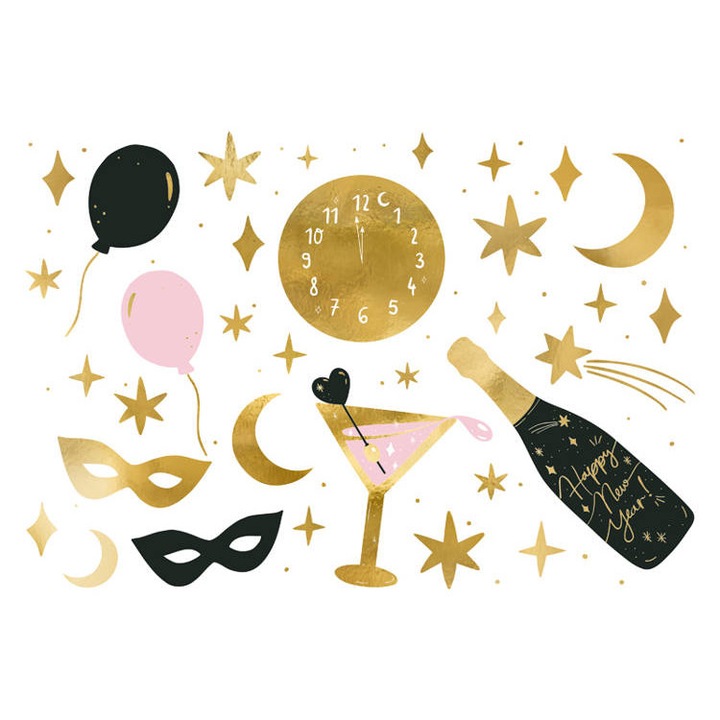 Комплект от 10 временни татуировки, PartyDeco, многоцветни