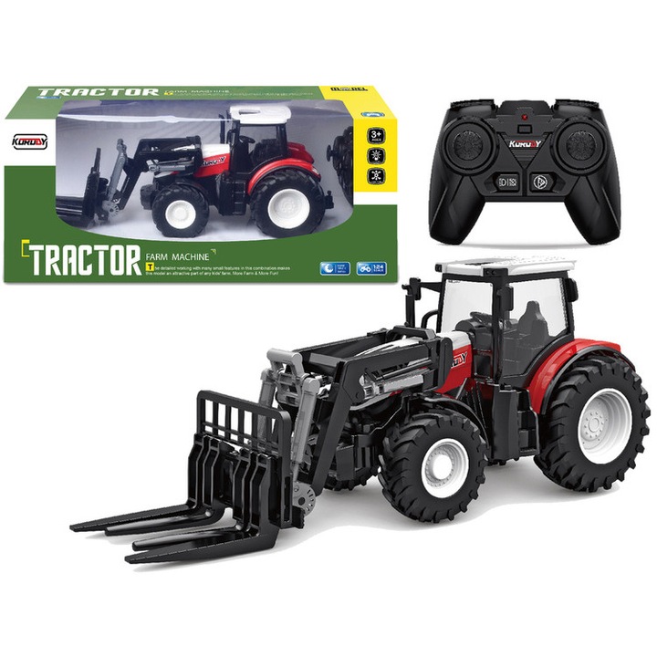 Tractor agricol cu telecomanda, Import LEANToys, Plastic/Cauciuc, Varsta 3+, Multicolor