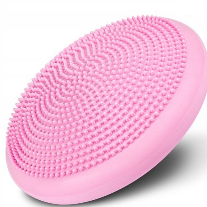 Perna senzomotorie Balanssen, 33 cm, Roz, cu pompa inclusa, ideala pentru fitness, pilates, yoga, tonifiere musculara si imbunatatirea echilibrului in antrenamentele de acasa
