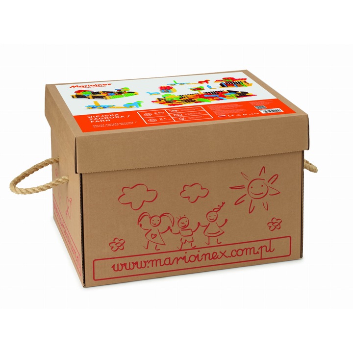 Комплект от 240 строителни части за селско домакинство, Marioinex, 47 x 31 x 37,5 cm, Многоцветен