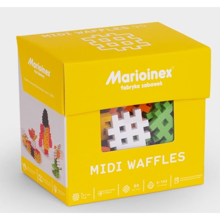 Комплект от 90 строителни блокчета Midi Waffle, Marioinex, Multicolor