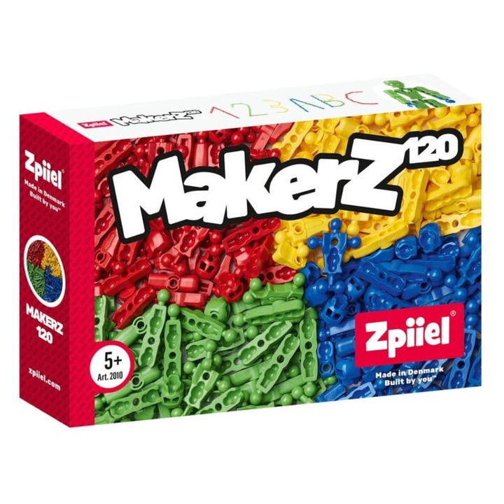 Set 120 blocuri constructie MakerZ, Zpiiel, Plastic, Multicolor