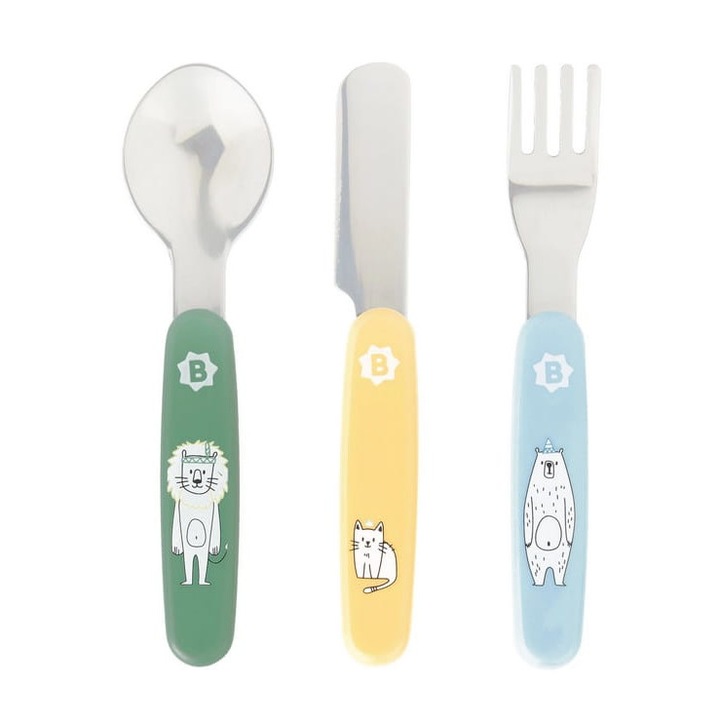 Комплект детски прибори за хранене Badabulle, 3 броя
