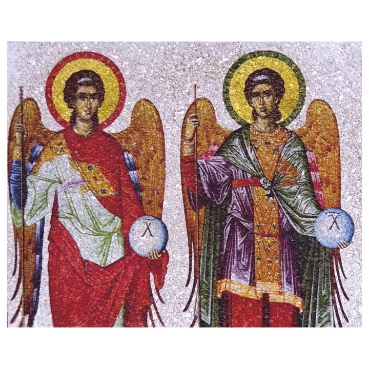 Icoana pe Coaja de Ou, Ecoart Movement, Sfintii Arhanghelii Mihail si Gavril-a, sfinti ocrotitori, vindecatori, protectori, patroni, aparatori si calauzitori
