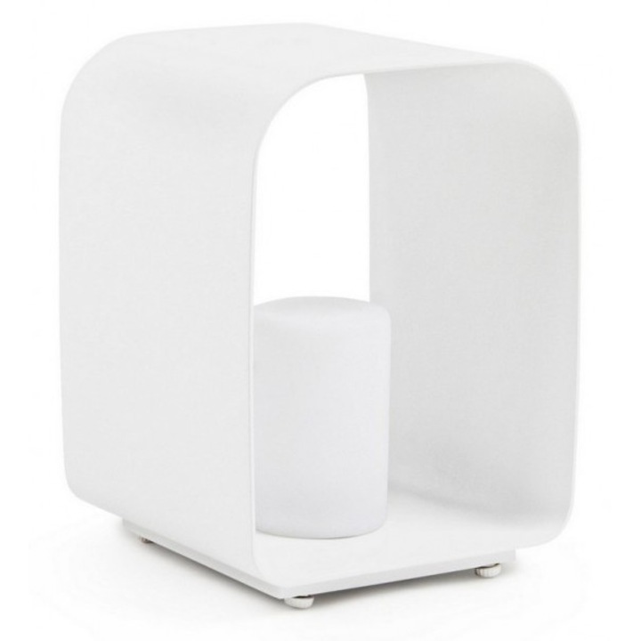 Veioza ambientala cu baterii fier alb Ridley 25x26x35 cm