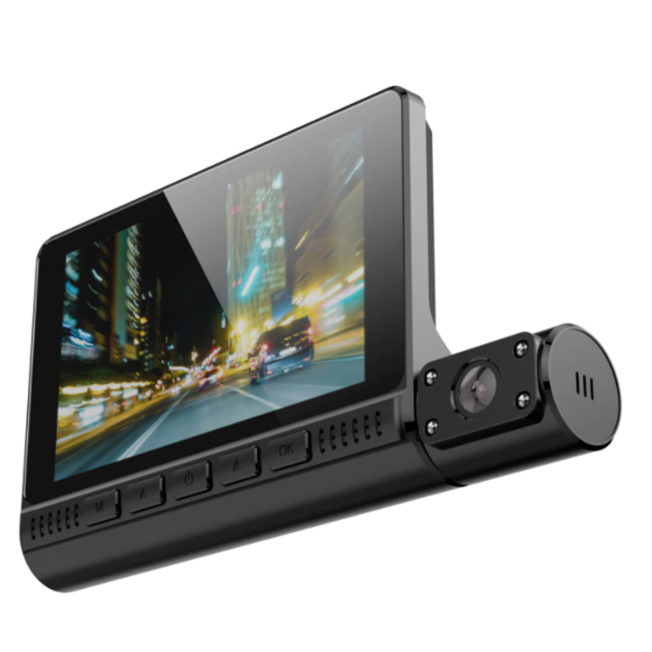 Camera auto tripla Full HD 1080P, monitor 4inch Touchscreen, bord, habitaclu, spate 170 grade
