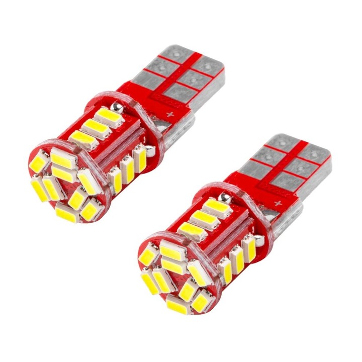 LED крушки, Amio 01093, Standard, T10, W5W, 21x SMD 3014, 12V, 2 броя