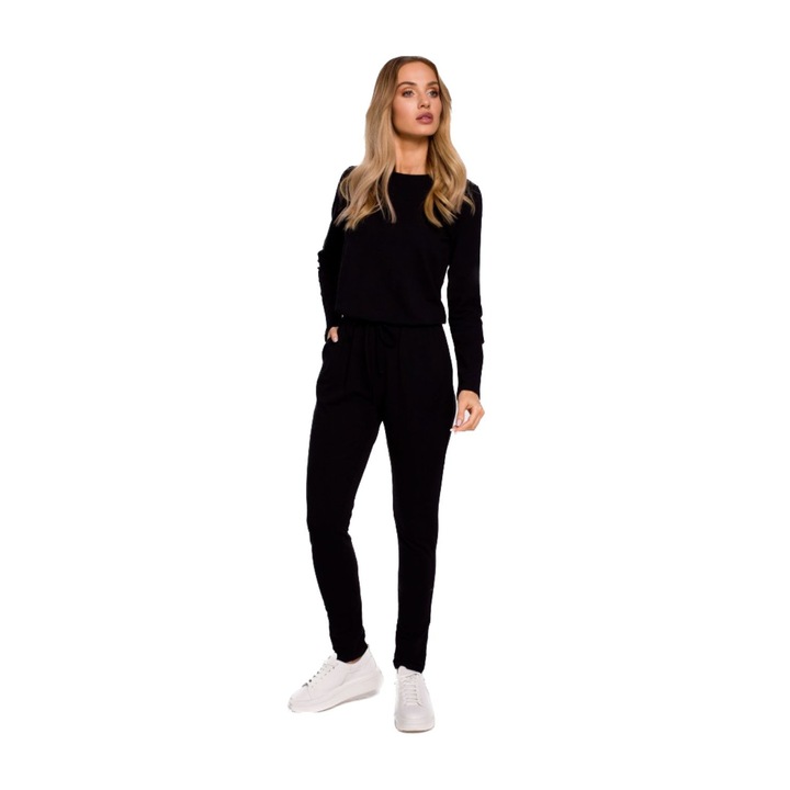 MOE kotott overall, zsebbel, pamut, elasztan, Fekete