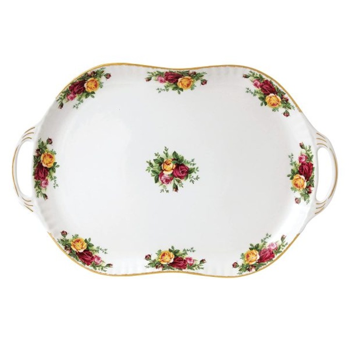 Tava cu manere, portelan Royal Albert, Old Country Roses, 48 cm