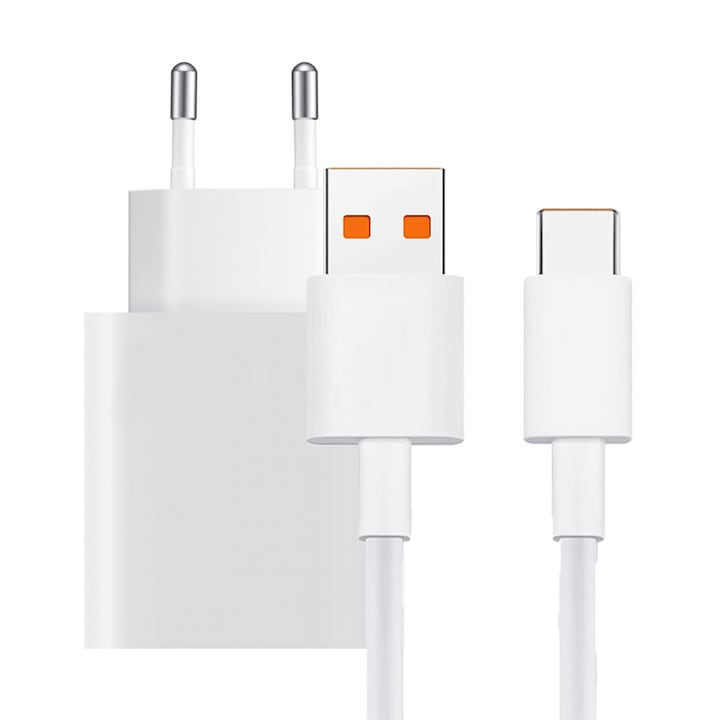 Зарядно за таблет, съвместимо с Xiaomi Pad 5 Pro, 67W адаптер, USB към Type C кабел, ултрабързо зареждане, 6.2A, бял