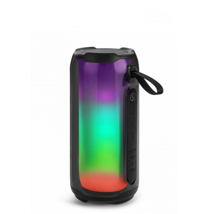 Boxa portabila cu lumini colorate, Bluetooth, PLUSE5, culoare negru