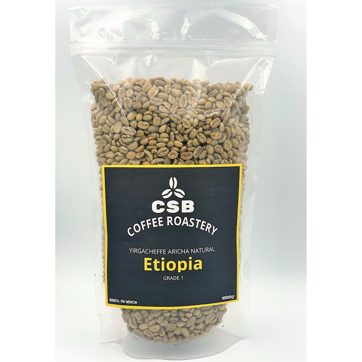 Cafea verde boabe de specialitate, CSB Coffee Roastery, Etiopia Yirgacheffe, 100% Arabica, 1 kg