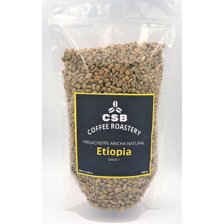 Кафе на зърна, CSB Coffee Roastery, Етиопия Yirgacheffe, 100% арабика, 500 г, Специално, зелено