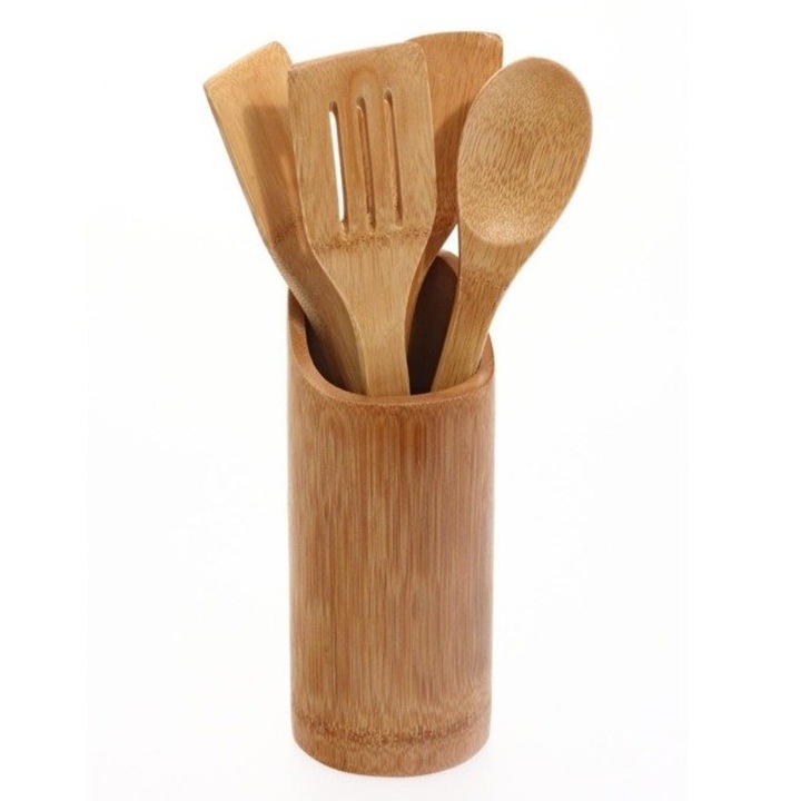 Set ustensile pentru bucatarie din bambus, Natural Cooking, 5 piese