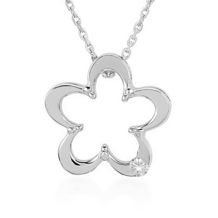 Colier din Aur Alb de 14K cu Diamante naturale de 0.02 Carate Sandra Ferretti