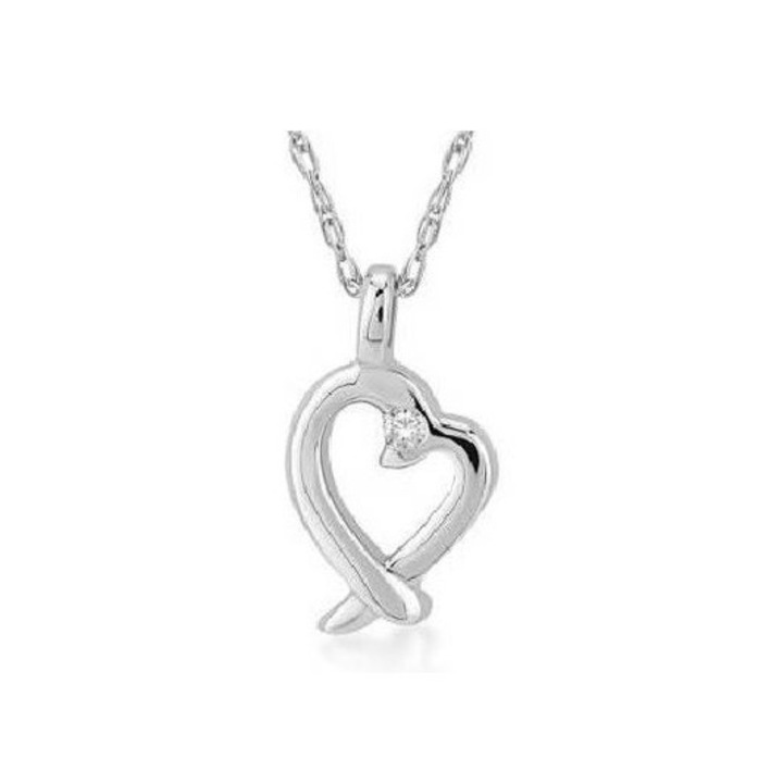 Colier din Aur Alb de 14K cu Diamante naturale de 0.01 Carate Sandra Ferretti