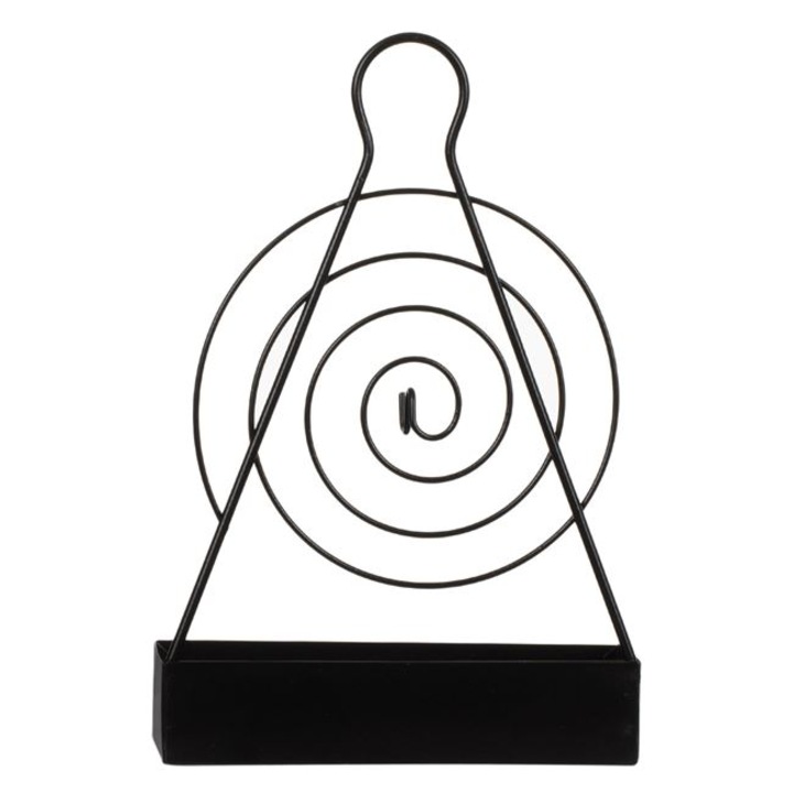 Suport metalic pentru spirale anti-tantari cu spirale incluse, VENITIVO®, cu tavita pentru cenusa, usor de curatat, negru cu forma spirala, Lungime x Latime x Inaltime 13 x 4 x 20 cm