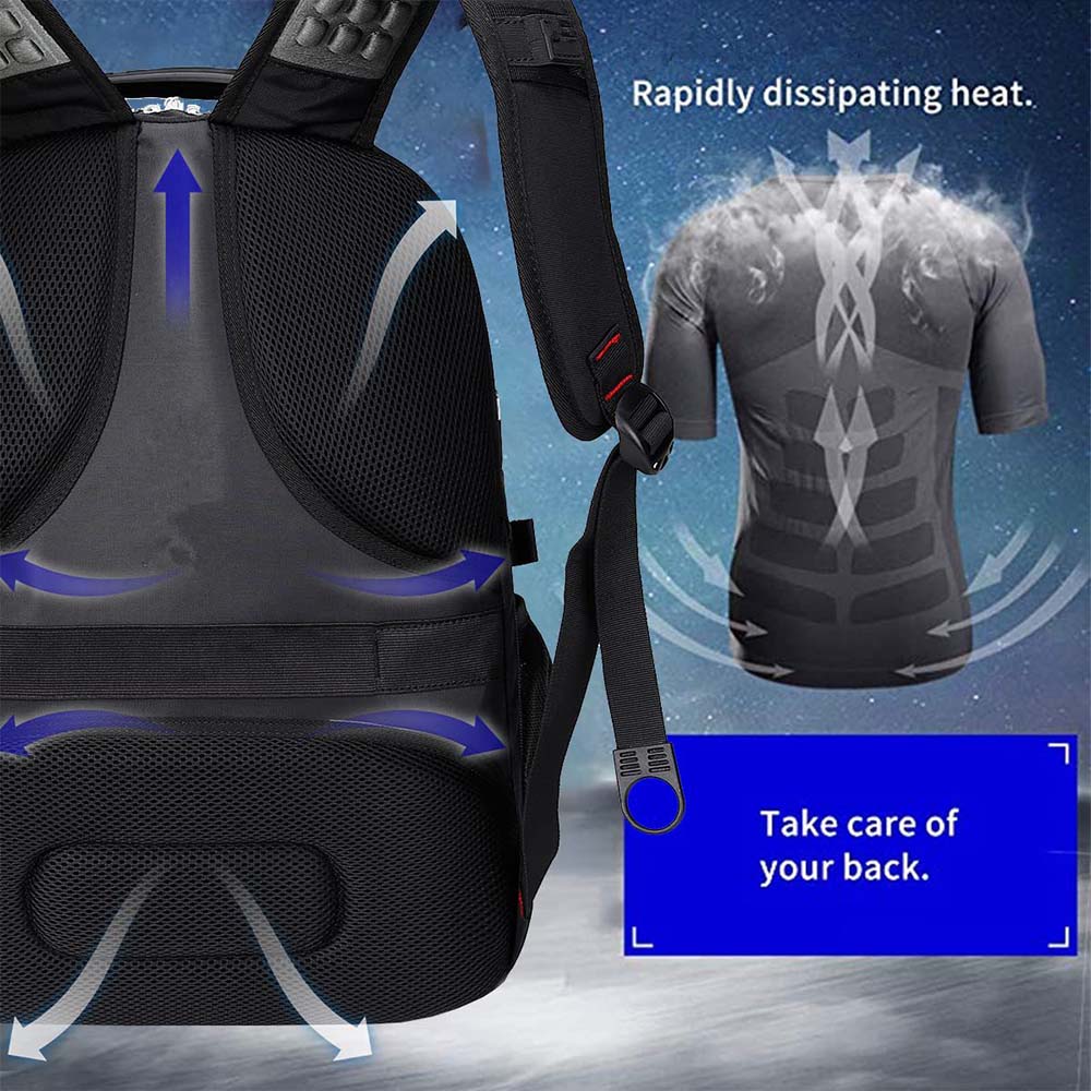Rucsac laptop, Dollcini, unisex, impermeabil, geantă de lucru pentru afaceri cu port de încărcare USB, se potrivește pentru computer de 17", 546941, negru/albastru