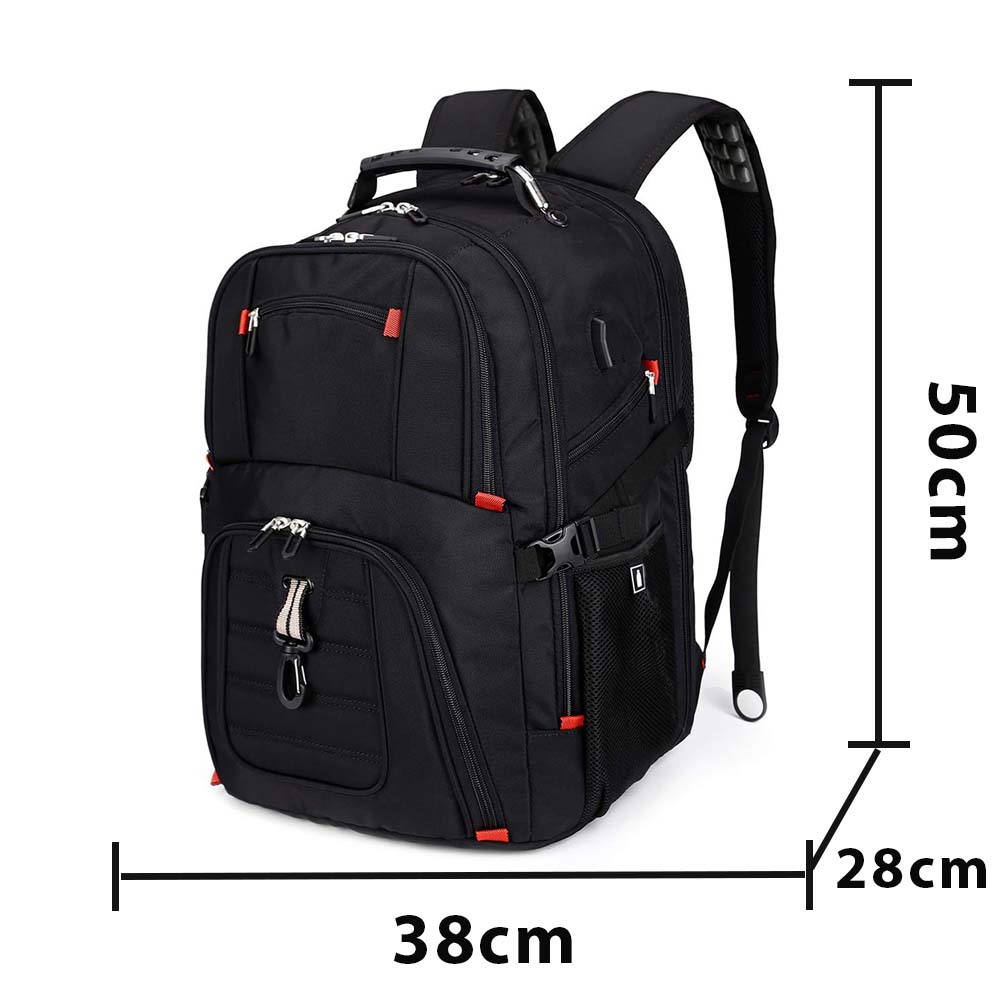 Rucsac laptop, Dollcini, unisex, impermeabil, geantă de lucru pentru afaceri cu port de încărcare USB, se potrivește pentru computer de 17", 546941, negru/albastru