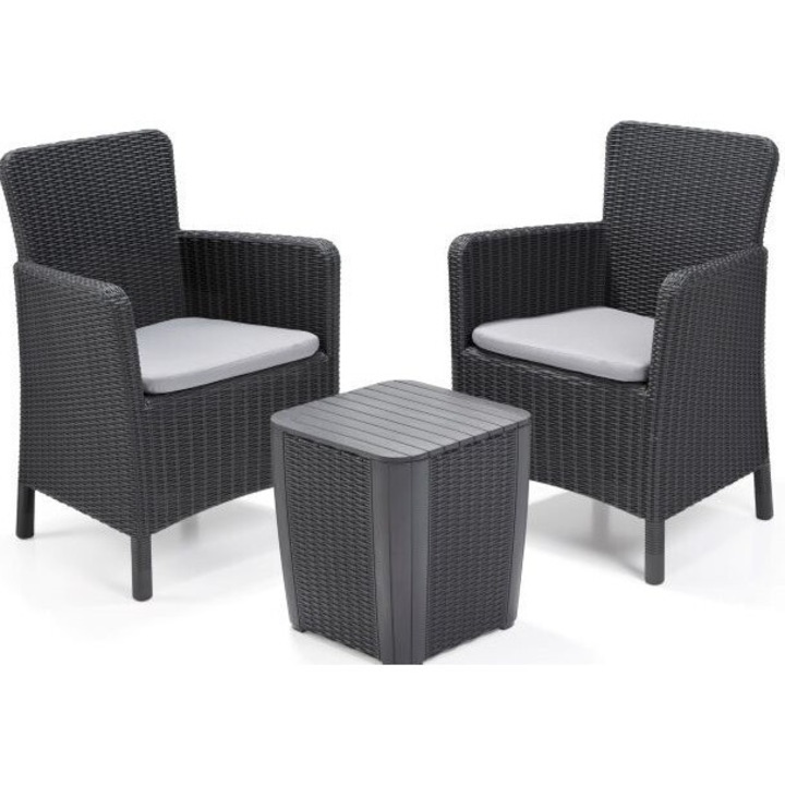 Keter Trenton Balcony műrattan kerti bútor garnitúra (kétszemélyes), grafit