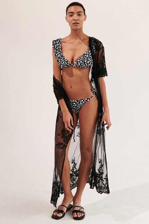Costum de baie dama, JUP, Poliamida, Alb/Negru, S