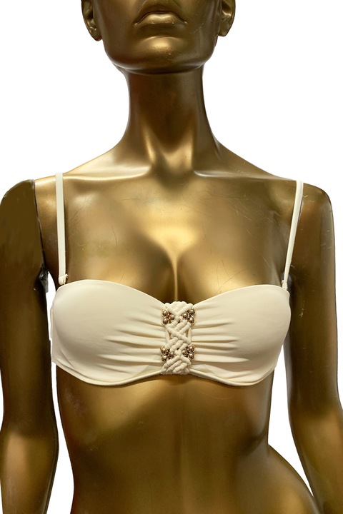 Дамски бански JUP LPP SW955-01X-34 5-72, Горна част, Плетени отстрани, С мъниста, Бял, 34 EU