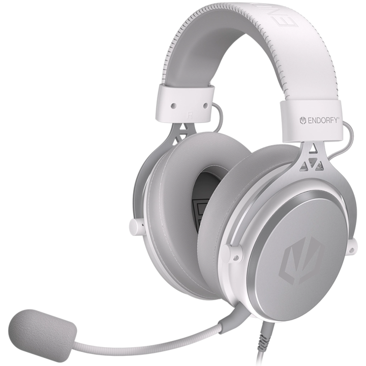 Endorfy Viro Plus USB Onyx White Gaming Headset, 53mm Driver, Memory Foam, USB 7.1 Sound Card, Detachable Microphone, Extra Earpads, 3.5mm Audio Jack, 2 Year Warranty EY1A005