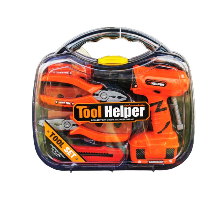 Trusa cu unelte pentru copii Micul Mester elSales ELS-TRSB, cutie pentru transport, portocaliu