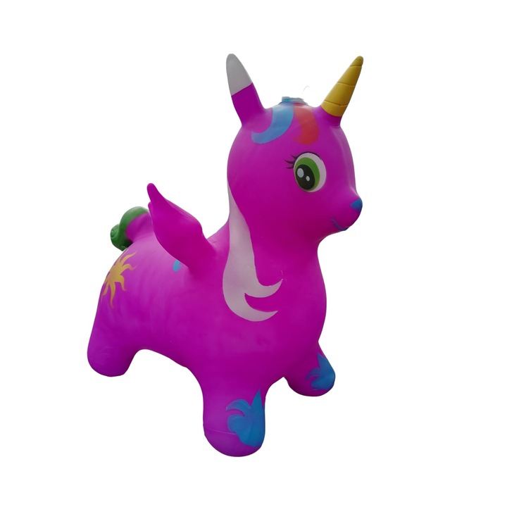 Unicorn gonflabil cu sunete si lumini, mov, 65 cm