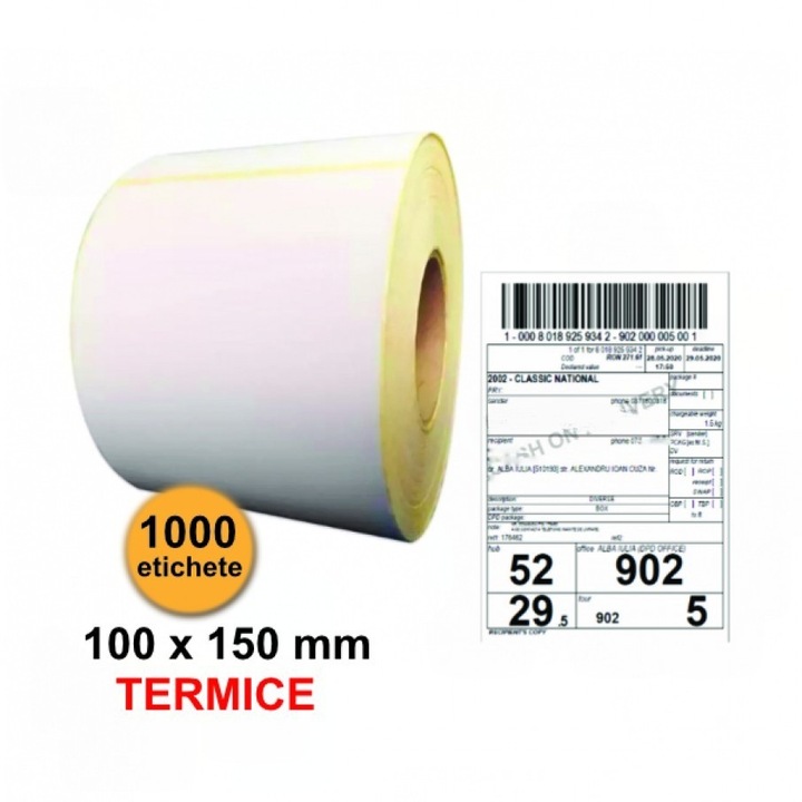 Rola etichete termice pentru awb OEM 100x150mm, 1000 et./rola