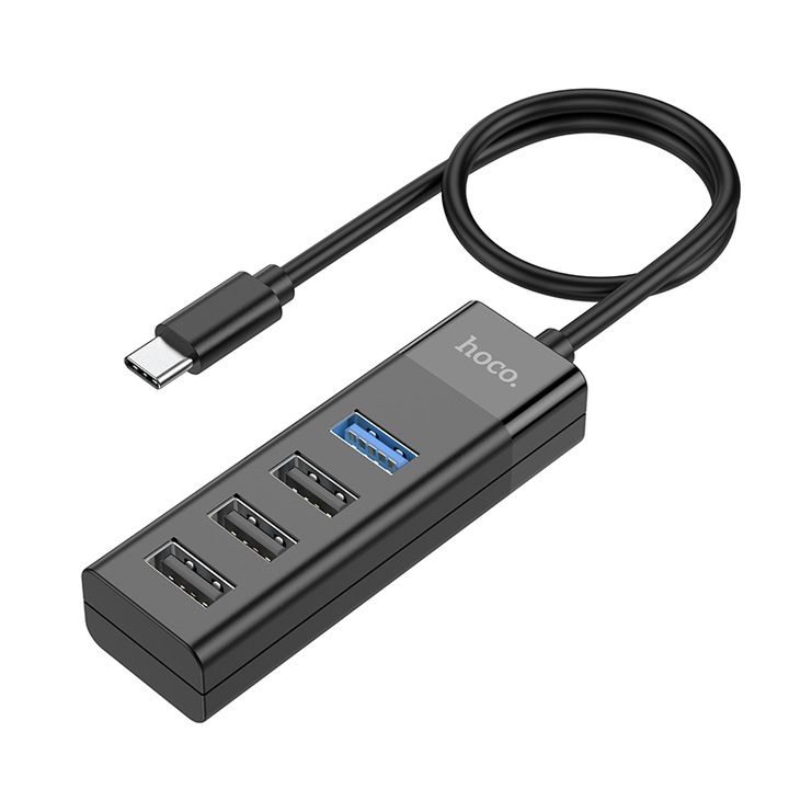 Хъб USB 3.0 Type-C 4 в 1 конвертор, адаптер Hoco HB25 Easy Mix High Speed OTG 1Tb - черен