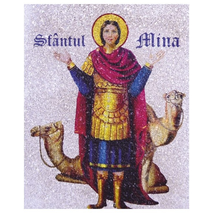 Icoana pe Coaja de Ou, Ecoart Movement, Sfantul Mina-3, sfant ocrotitor, vindecator, protector, patron si aparator