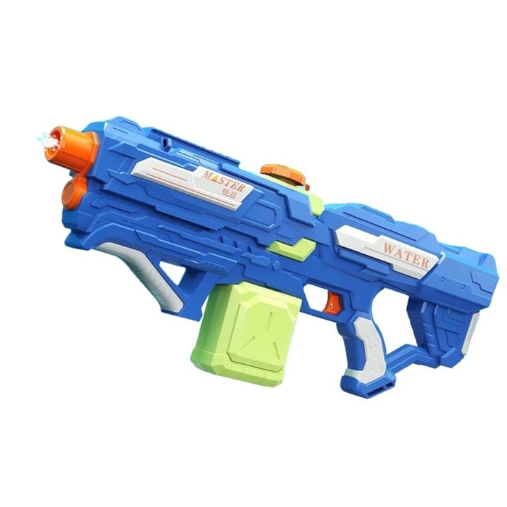 Електрически воден пистолет за деца, батерия 1200 mAh, резервоар 800 ml, 59 см, Nautical Blue