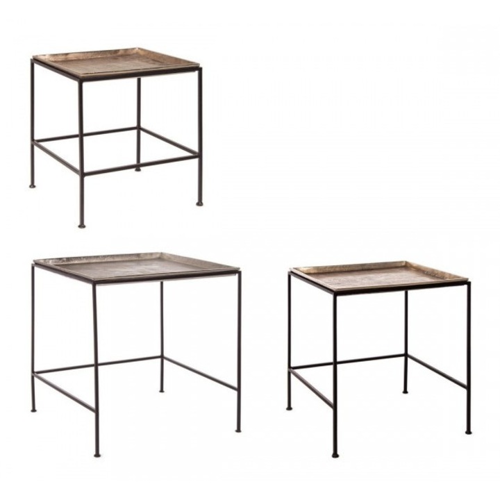 Комплект от 3 алуминиеви стоманени маси Amira 40x40x45 см, 50x50x56 см, 60x60x64 см