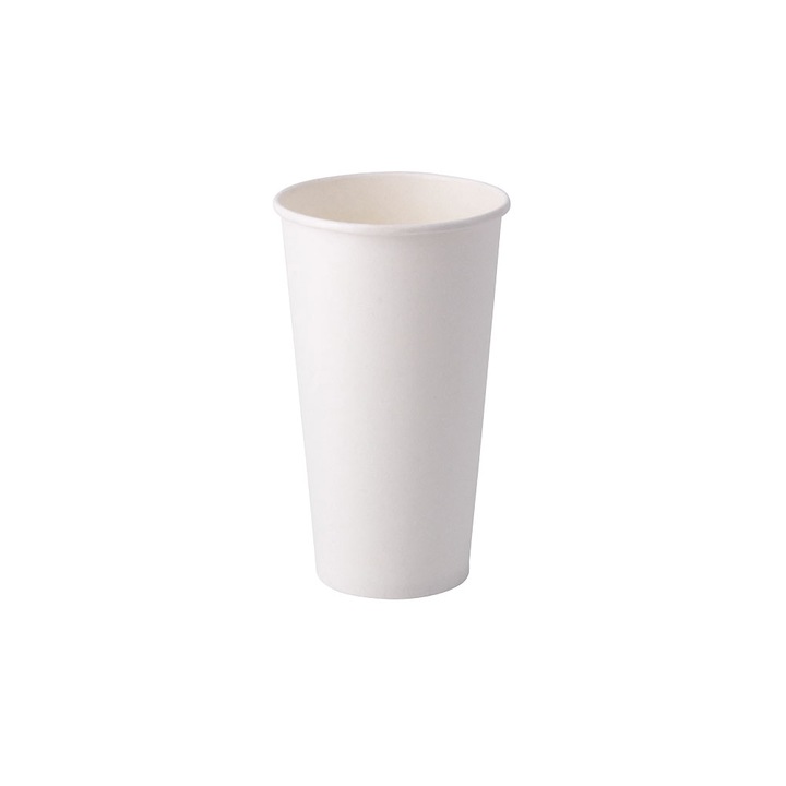 Set 50 pahare biodegradabile albe, carton, 600ml/20oz