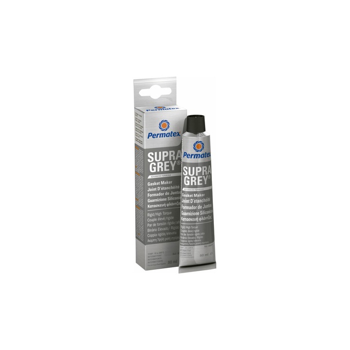 Silicon RTV gri, cuplu mare, rigid, Permatex, tub 80 ml